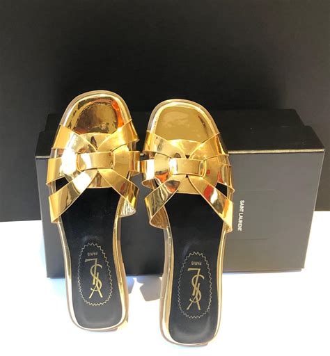 ysl gold tribute sandal|More.